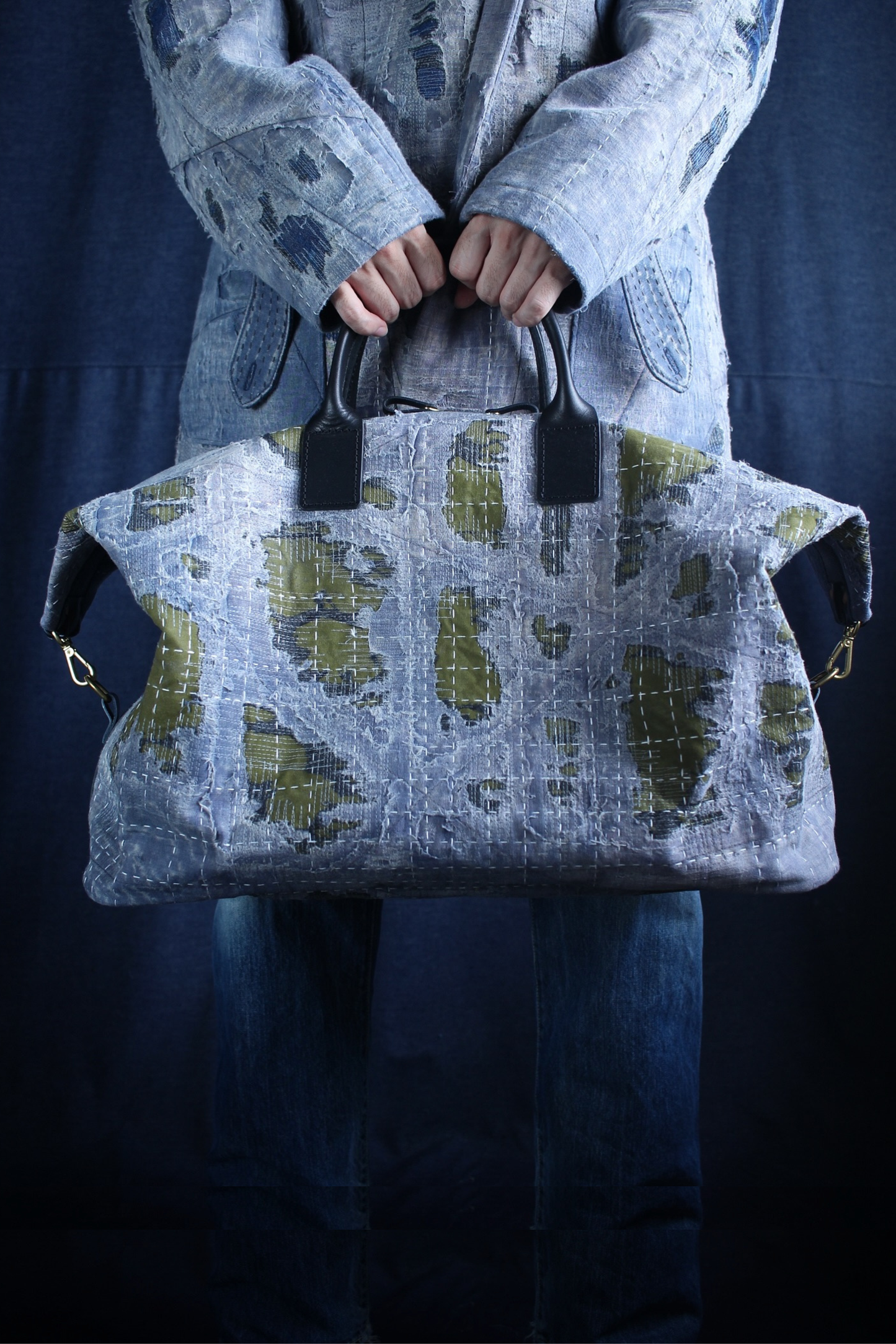 Boro sashiko boston bag