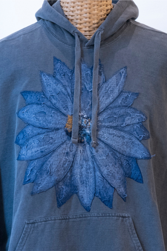Boro flower hoodie - Phantom Daisy