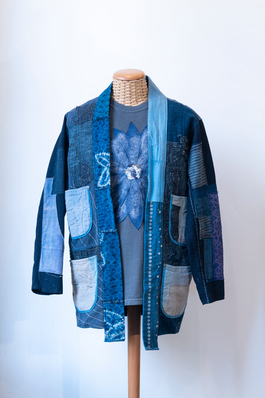 Haori Jacket L 藍花-Aika