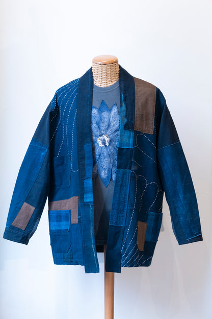 Haori Jacket XL 藍茶-Aicha